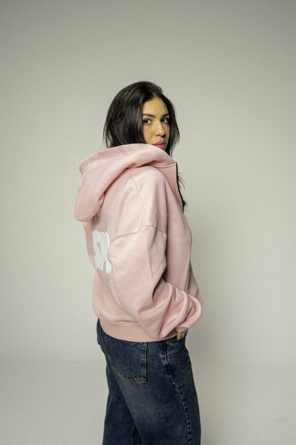 Double Zipper Jacket in Baby Pink - Image 6
